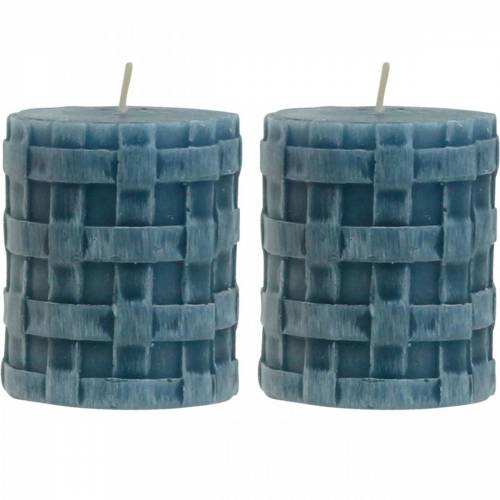 Floristik24 Candele a colonna Rustic Blue 80/65 Candele rustiche 2 pz