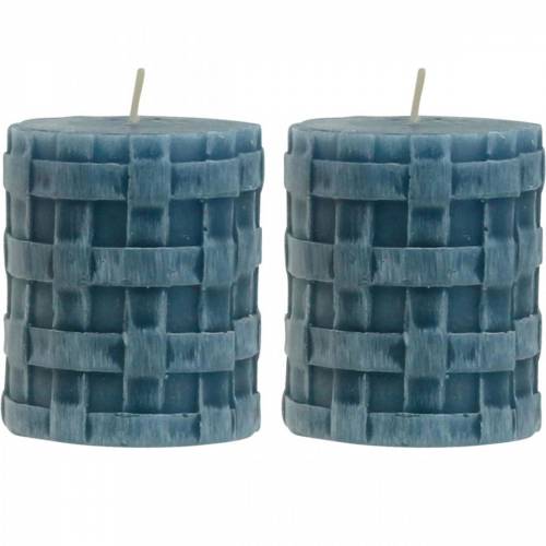 Candele pilastro rustico blu 80/65 candele rustiche  2pz-370168