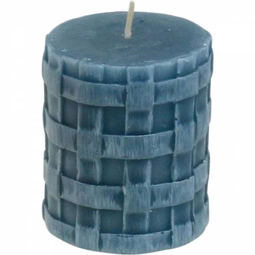Floristik24 Candele a colonna Rustic Blue 80/65 Candele rustiche 2 pz