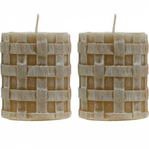 Floristik24 Candele a colonna Rustic Brown 80/65 candele decorazione rustica per candele 2 pz