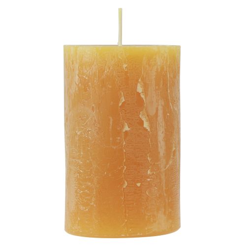 Floristik24 Candele a colonna Candele dell&#39;Avvento rustiche in tinta unita gialle 70/110 mm 4 pz