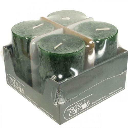 Prodotto Candele in tinta unita Candele a colonna verde scuro 70×110 mm 4 pz