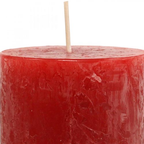 Prodotto Candele a colonna Candele dell&#39;Avvento rustiche in tinta unita rosse 70/110 mm 4 pz