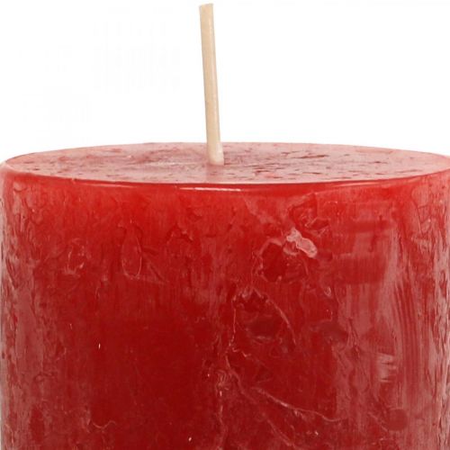 Prodotto Candele a colonna Candele dell&#39;Avvento colorate rustiche rosse 70/110mm 4pz