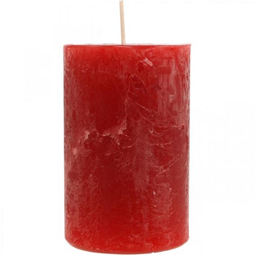 Floristik24 Candele a colonna Candele dell&#39;Avvento colorate rustiche rosse 70/110mm 4pz