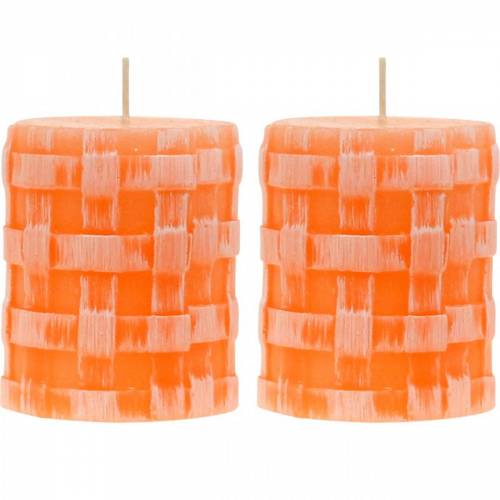 Candele pilastro Candela rustica arancione 80/65 candele rustiche in cera 2pz