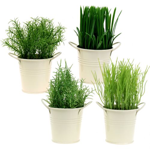 Floristik24 Erbe da cucina in vaso di zinco artificiale 16cm 4 pezzi