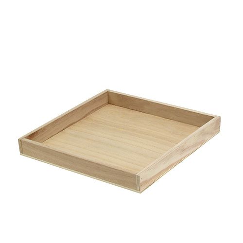 Floristik24 Vassoio medio in legno naturale 24,5 cm x 24,5 cm H 3 cm