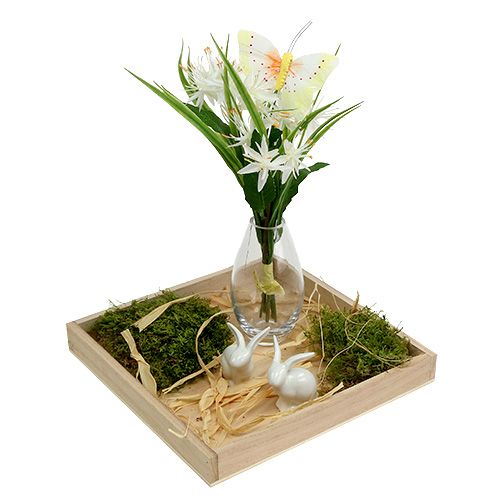 Floristik24 Vassoio medio in legno naturale 24,5 cm x 24,5 cm H 3 cm