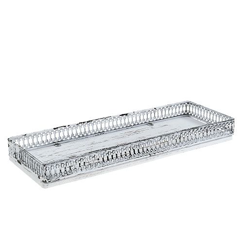 Floristik24 Vassoio quadrato 36 cm x 13 cm H 4 cm Bianco 1 pz