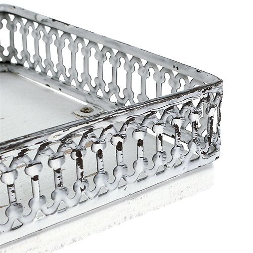 Floristik24 Vassoio quadrato 36 cm x 13 cm H 4 cm Bianco 1 pz