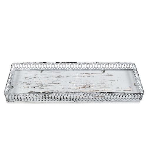 Floristik24 Vassoio quadrato 36 cm x 13 cm H 4 cm Bianco 1 pz