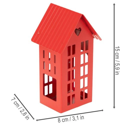 Casette portacandele in metallo rosse con vassoio, 35 cm, 1 set | Floristik24.it