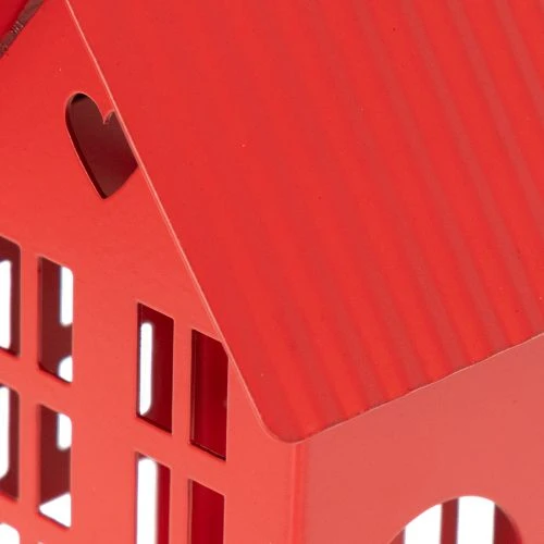 Casette portacandele in metallo rosse con vassoio, 35 cm, 1 set | Floristik24.it