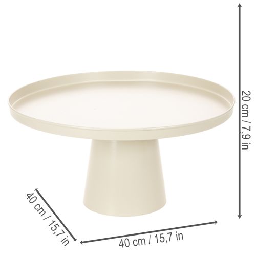 Piatto decorativo rotondo beige con base alta 40 cm | Floristik24.it