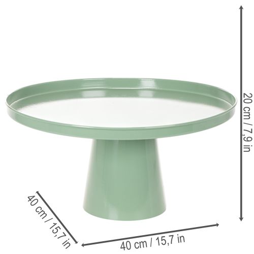 Tavolino decorativo rotondo in metallo verde, diametro 40 cm, con bordo alto | Floristik24.it