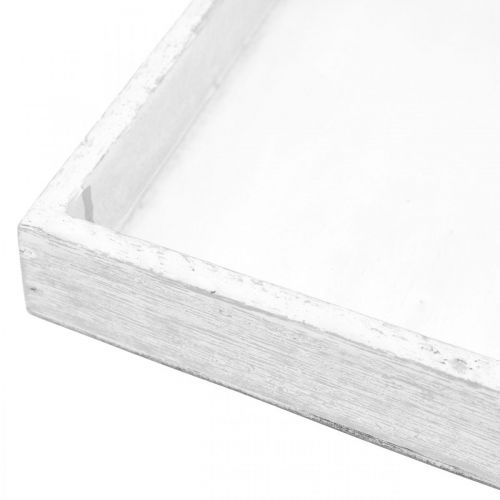 Prodotto Vassoio decorativo quadrato bianco in legno vintage 19×19cm 2 pezzi