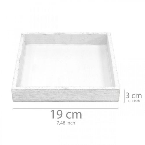 Prodotto Vassoio decorativo quadrato bianco in legno vintage 19×19cm 2 pezzi
