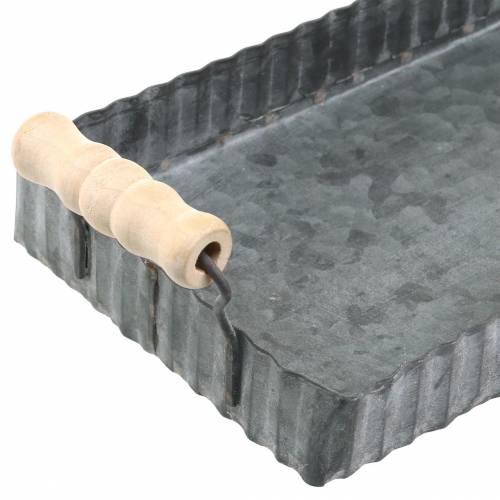 Floristik24 Vassoio decorativo con manici in legno zinco argento 24 × 12,5 cm