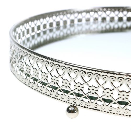 Floristik24 Vassoio specchio vetro argento Ø25cm
