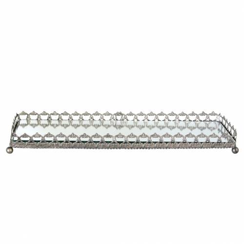 Floristik24 Vassoio decorativo con fondo a specchio argento antico 53 cm x 18 cm