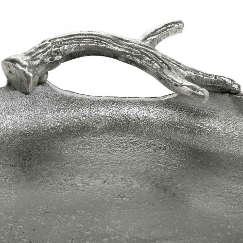 Floristik24 Vassoio decorativo corna di cervo argento alluminio rotondo Ø30cmH4.5cm