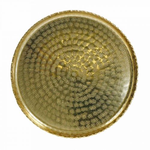 Vassoio decorativo, piatto di metallo orientale, decorazione da tavola Ø25cm