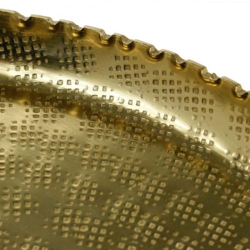 Floristik24 Vassoio rotondo in metallo, piatto decorativo dorato, decoro orientale Ø30cm