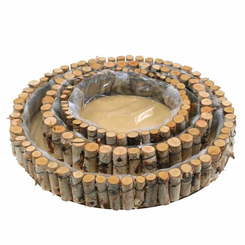 Prodotto Vassoio rotondo per piantare betulla naturale Ø23/31/41 cm set da 3