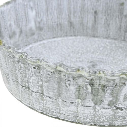 Floristik24 Piatto in metallo a forma di biscotto, vassoio rotondo decorativo, decoro da tavola bianco lavato Ø14cm H4cm