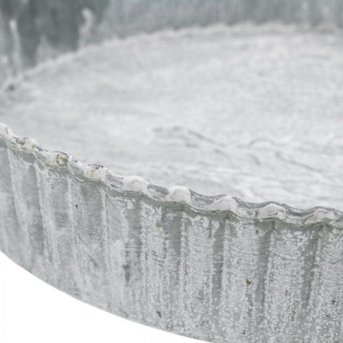 Floristik24 Tortiera piatto decorativo, decorazione in metallo, vassoio portacandele rotondo, bianco lavato Ø21.5cm H4.5cm