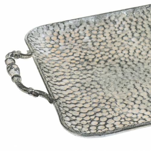 Floristik24 Vassoio decorativo con manici argento antico 45 cm x 25 cm