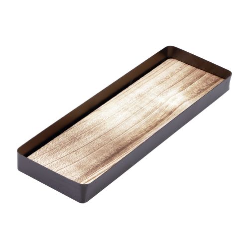 Floristik24 Vassoio decorativo metallo legno vassoio metallico base in legno 34,5×11×3 cm
