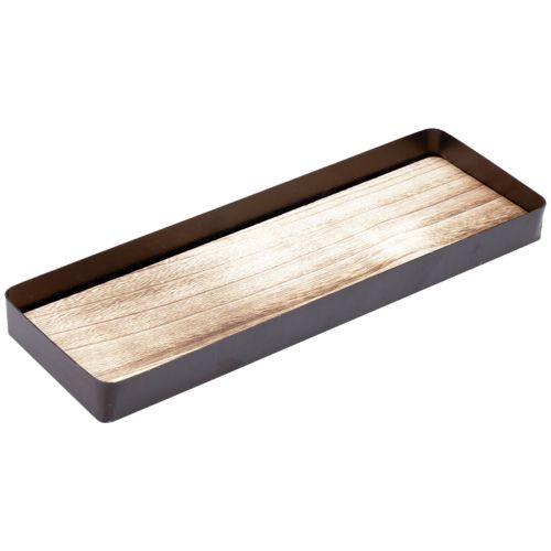 Vassoio decorativo metallo legno vassoio metallico base in legno 40x13x3cm