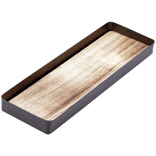 Prodotto Vassoio decorativo metallo legno vassoio metallico base in legno 40x13x3cm