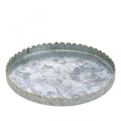 Prodotto Vassoio decorativo in metallo, decorazione da tavola, piatto per decorare argento/oro Ø18,5cm H2cm