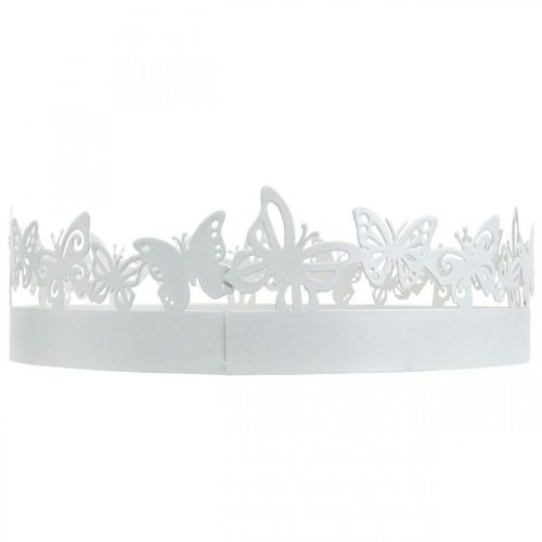 Prodotto Vassoio primaverile, decorazione a farfalla, decorazione da tavolo, decorazione in metallo per piantare bianco Ø20cm H6,5cm