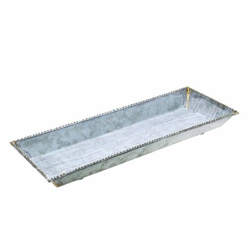 Floristik24 Vassoio decorativo zinco lavato bianco 40 cm × 15 cm