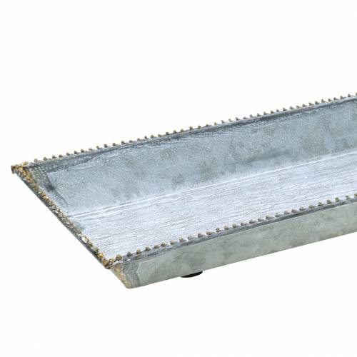 Floristik24 Vassoio decorativo, bianco lavato, zinco 80 × 15 cm