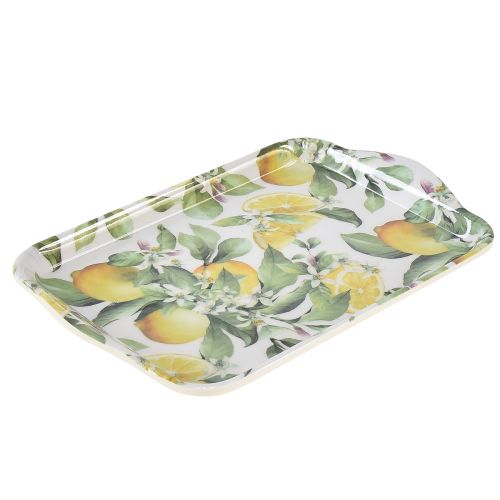 Vassoio limone decorazione da tavolo estiva in melamina 21x13x1,5 cm