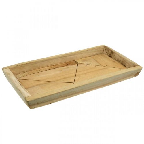 Vassoio in legno di paulonia, fioriera con motivo geometrico L45cm H4,5cm