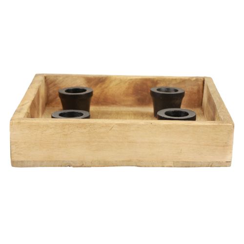 Floristik24 Vassoio portacandele vassoio in legno portacandele bastone naturale 20 cm