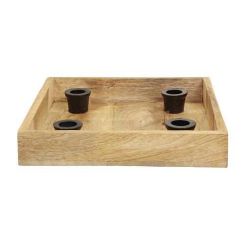 Prodotto Vassoio portacandele vassoio in legno portacandele bastone naturale 24,5 cm
