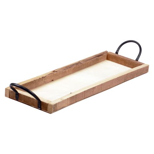 Vassoio in legno con manici, vassoio decorativo, oblungo, naturale, 50×19×3 cm