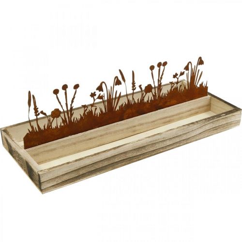 Floristik24 Vassoio in legno prato primaverile, decoro pasquale, vassoio decorativo nobile ruggine 35 × 15 cm