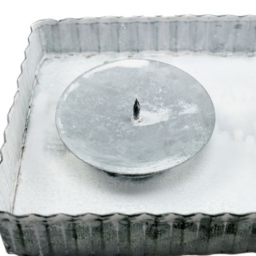 Floristik24 Vassoio con 4 portacandele zinco 40 cm x 12,5 cm 1p