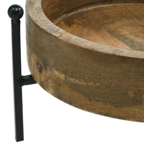 Floristik24 Vassoio rotondo in legno, ciotola con piedini, decorazione in legno per piantare naturale, nero Ø19,5cm H11cm