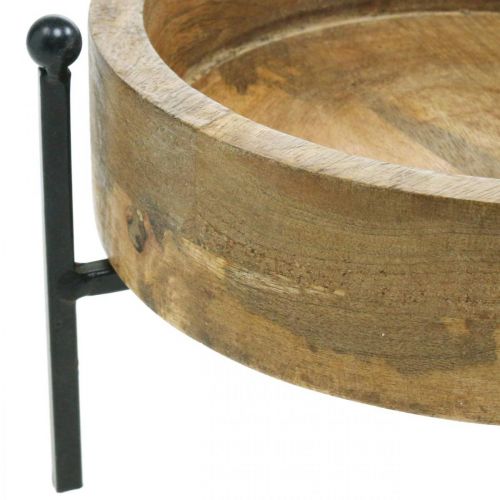 Floristik24 Vassoio con piedini, decoro in legno tondo, vassoio per piantare naturale, nero Ø25cm H11cm