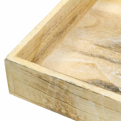 Floristik24 Vassoio quadrato in legno, bianco lavato 30 × 30 cm / 25 × 25 cm, set di 2