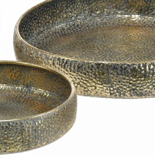 Floristik24 Ciotola orientale in metallo, vaso decorativo per piantare Dorato, aspetto antico Ø49 / 38cm, set di 2